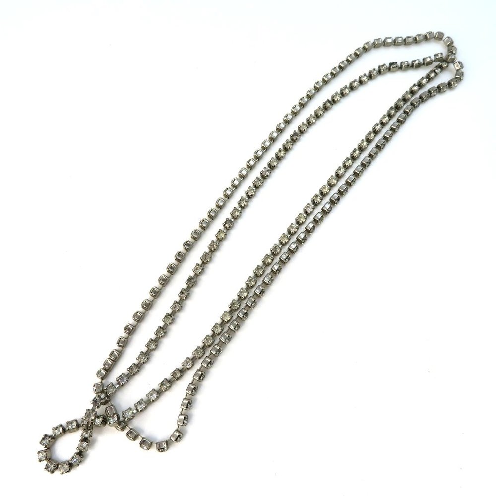 Vintage Crystal Diamond Necklace One Long Strand 18" Drop